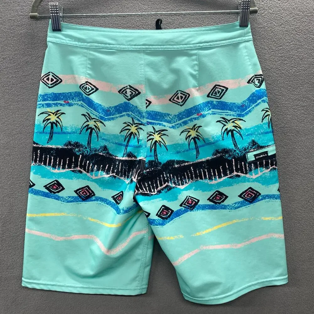 Oneill Hyperfreak Board‎ Shorts Mens 29 Blue Swim Surf Pocket Beach Tropical